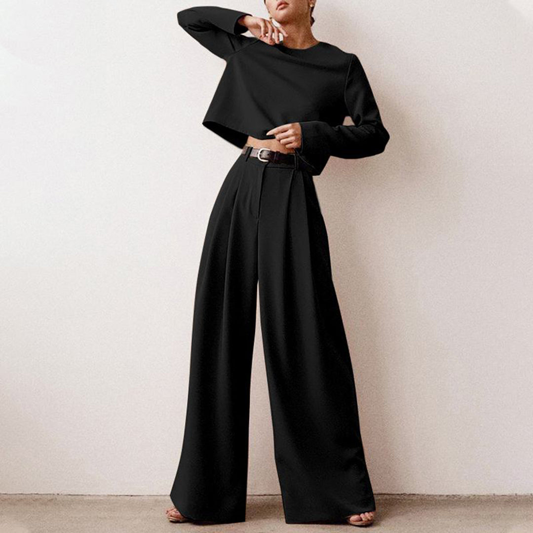 Pantalones Palazzo y Top Cortejusto Mujer Elegante - Vestiria