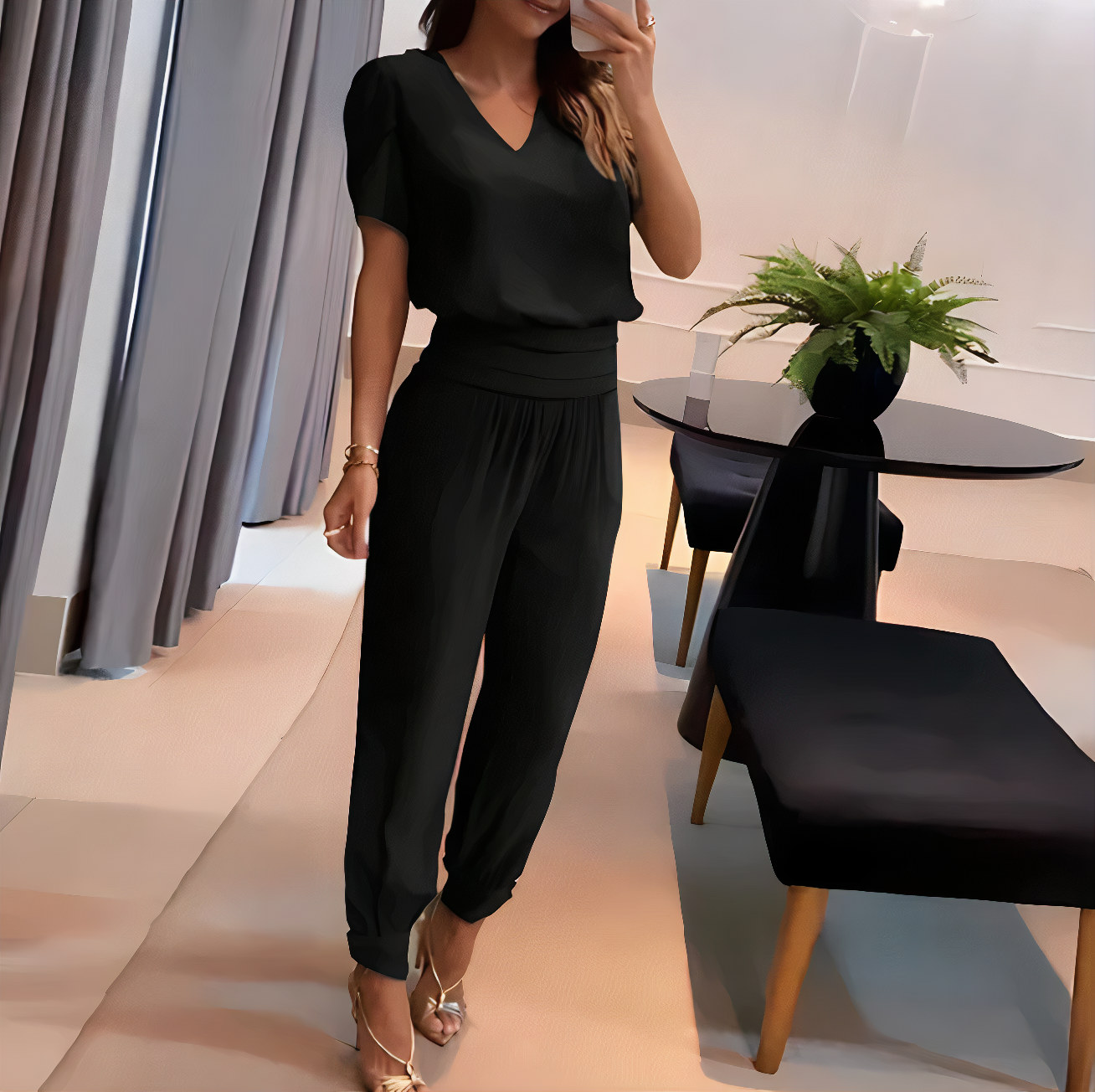 Conjunto Blusa Pantalón Elegante Mujer