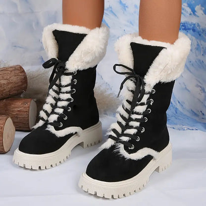 Botas de Nieve Cálidas con Pelo para Mujer
