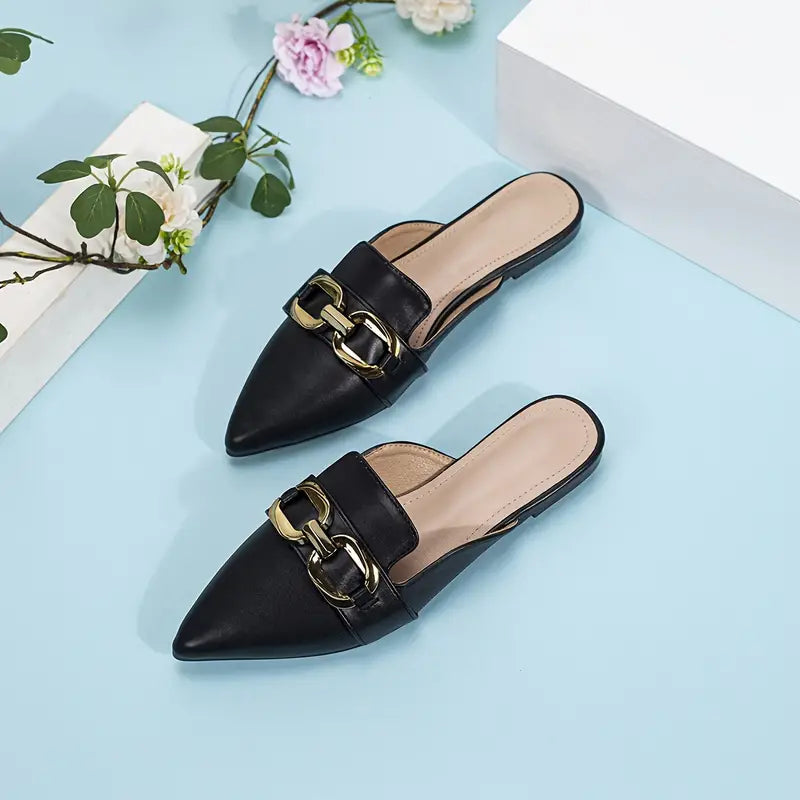Mules Mujer Elegantes con Detalles Metálicos