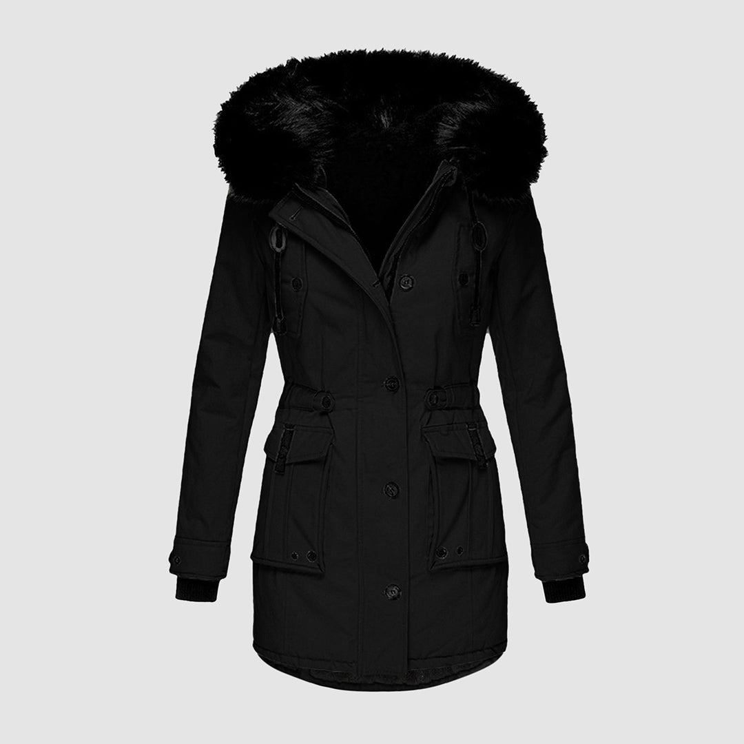 Abrigo Invierno Mujer Cuello Piel Imitación