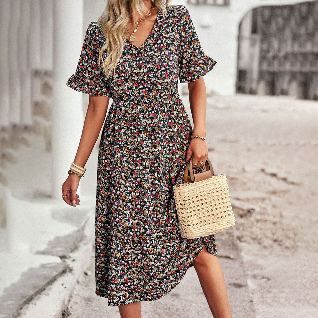 Vestido Midi Florido Elegante