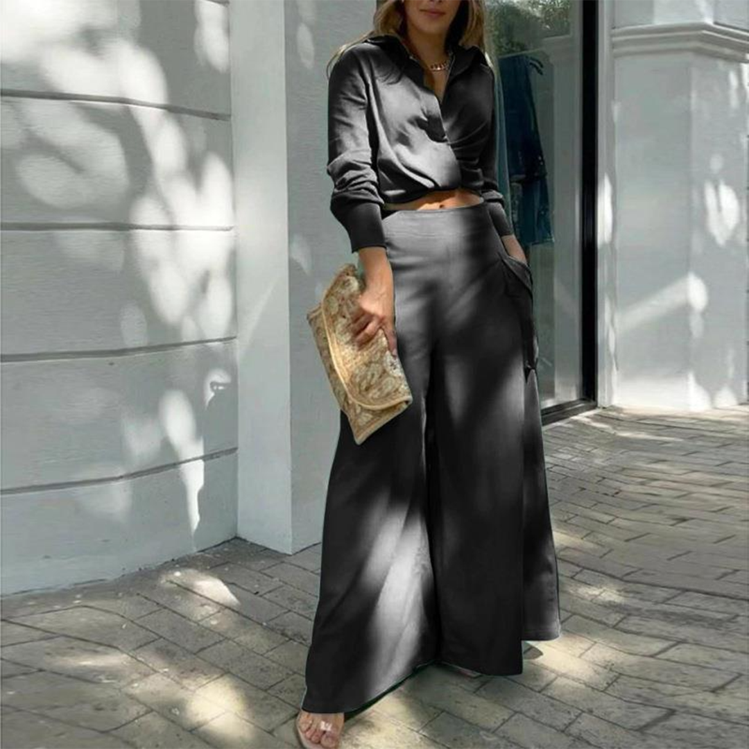 Blusa Mujer Estilosa con Pantalón Ancho - Vestiria