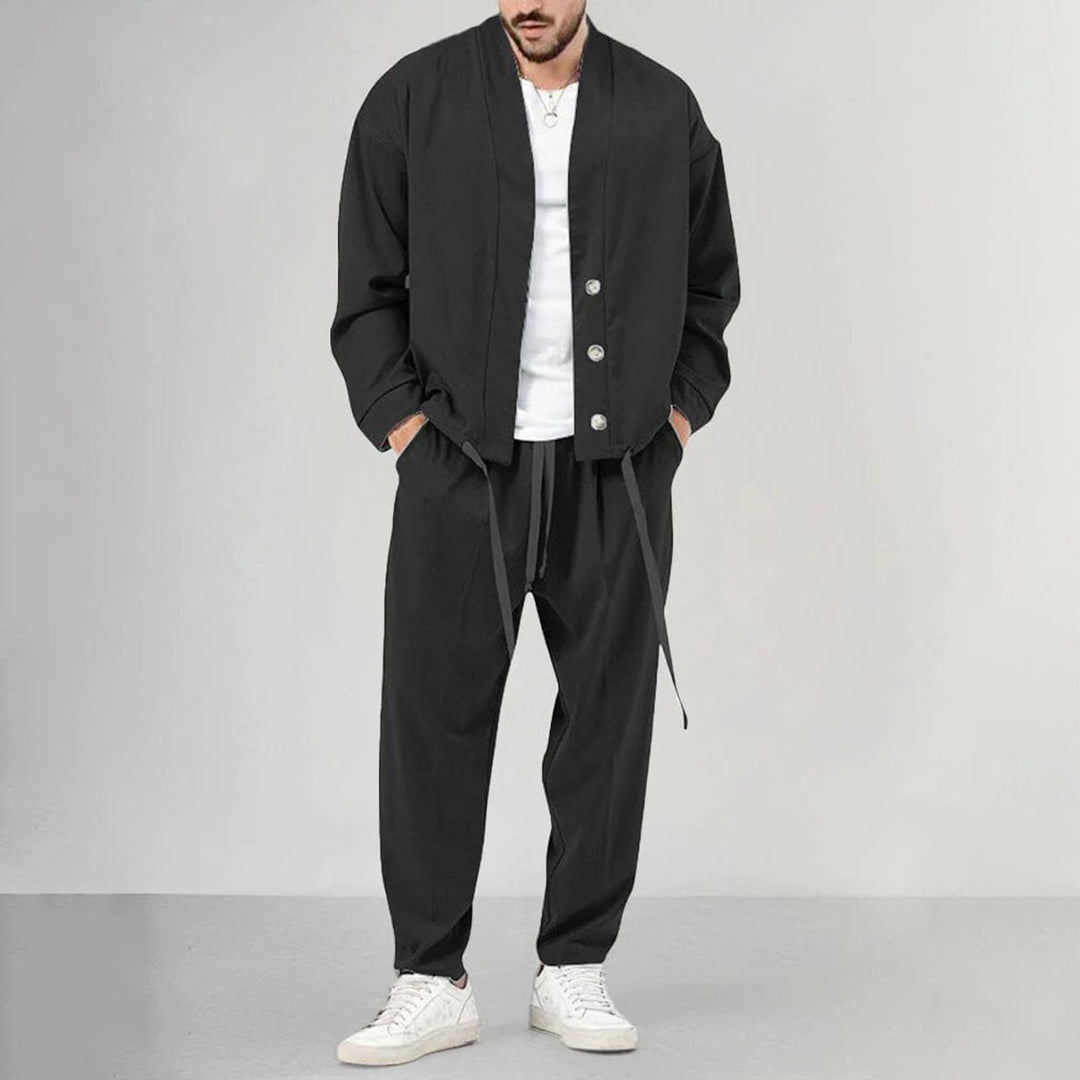 Traje Hombre Cárdigan Pantalón Cómodo