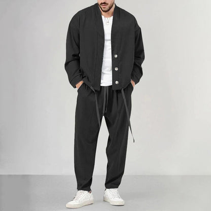 Traje Hombre Cárdigan Pantalón Cómodo