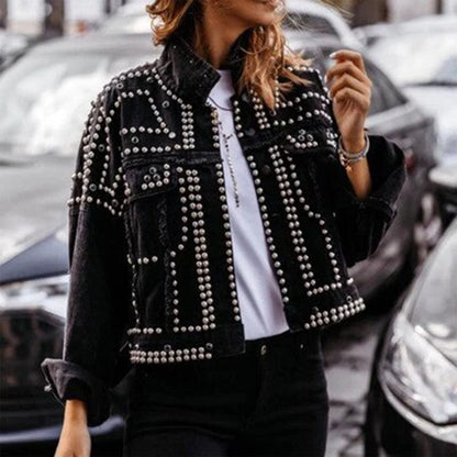 Chaqueta Cuero Vintage Mujer Punk