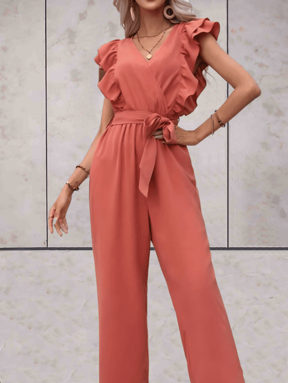 Mono Elegante Cuello en V con Volante - Vestiria