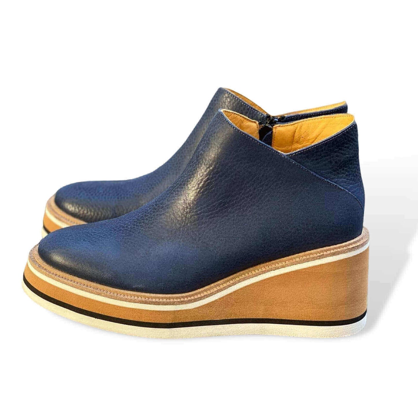Botas Cuña Piel Cremallera Mujer
