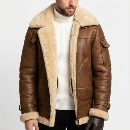 Chaqueta de Cuero para Hombre Estilo Aviador