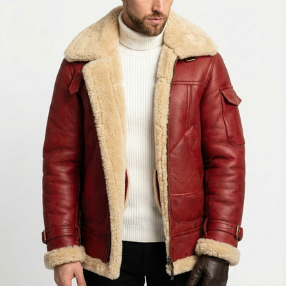 Chaqueta de Cuero para Hombre Estilo Aviador