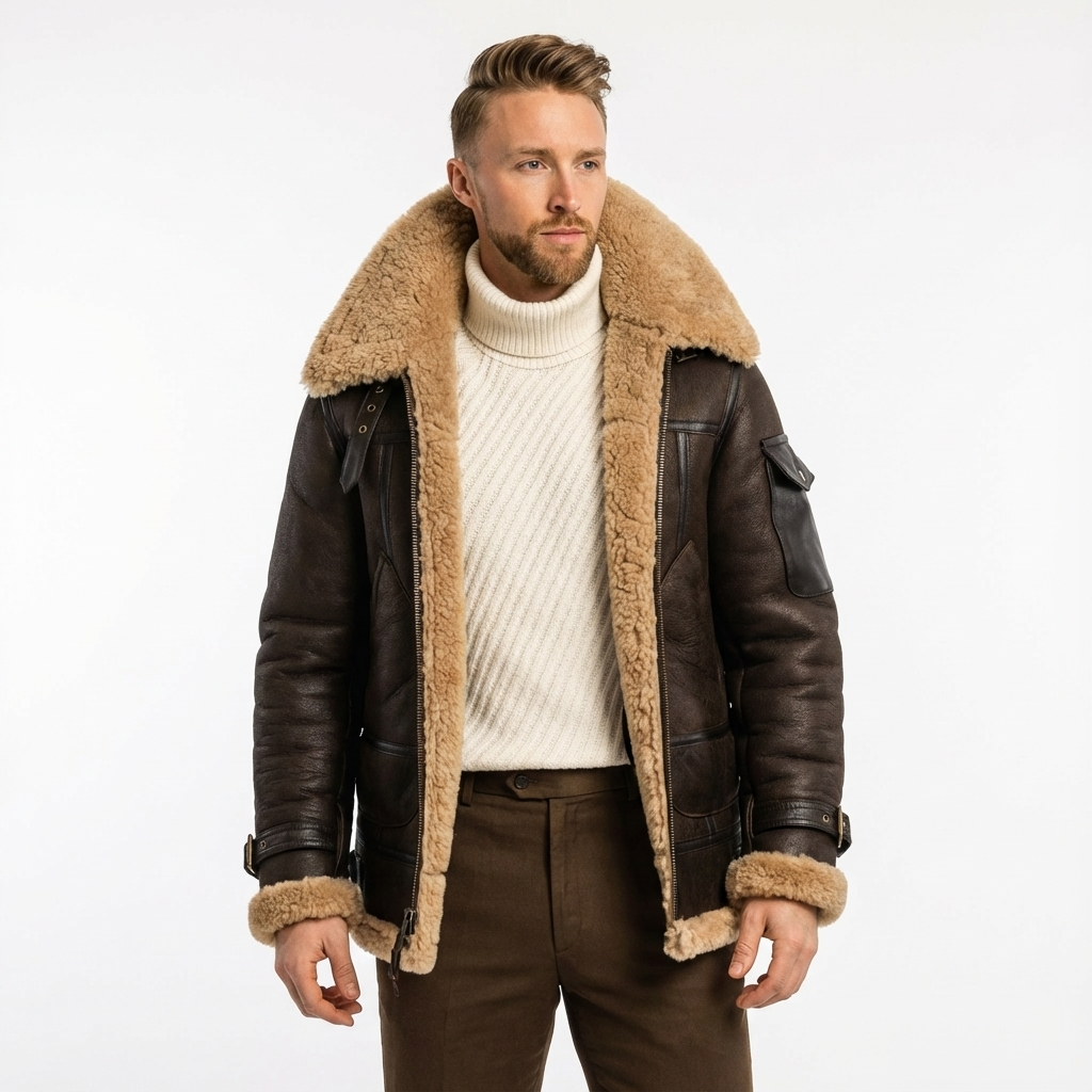 Chaqueta de Cuero para Hombre Estilo Aviador - Clara Moda