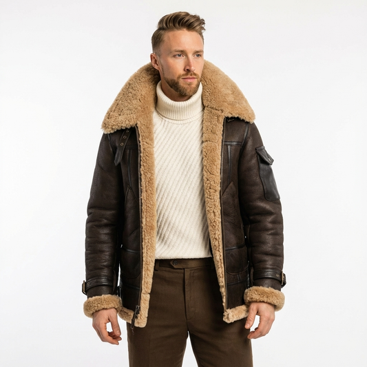 Chaqueta de Cuero para Hombre Estilo Aviador - Clara Moda