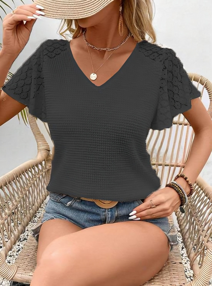 Blusa Mujer Cuello V y Manga Floja