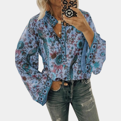 Blusa Florales Manga Larga Elegante