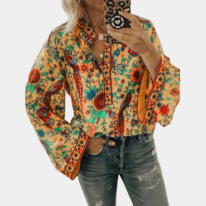 Blusa Florales Manga Larga Elegante