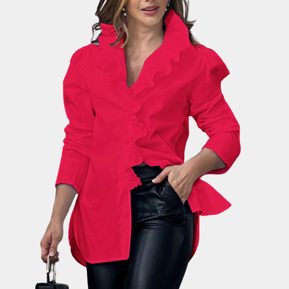 Blusa Mujer Volantes Elegante Larga
