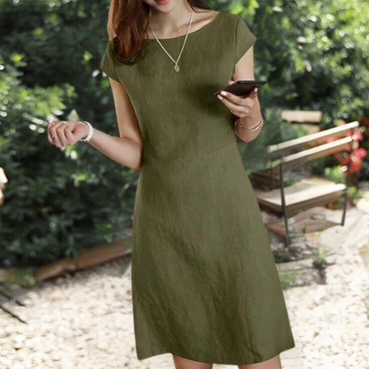 Vestido Midi Liso Mujer Estilo Casual Elegante