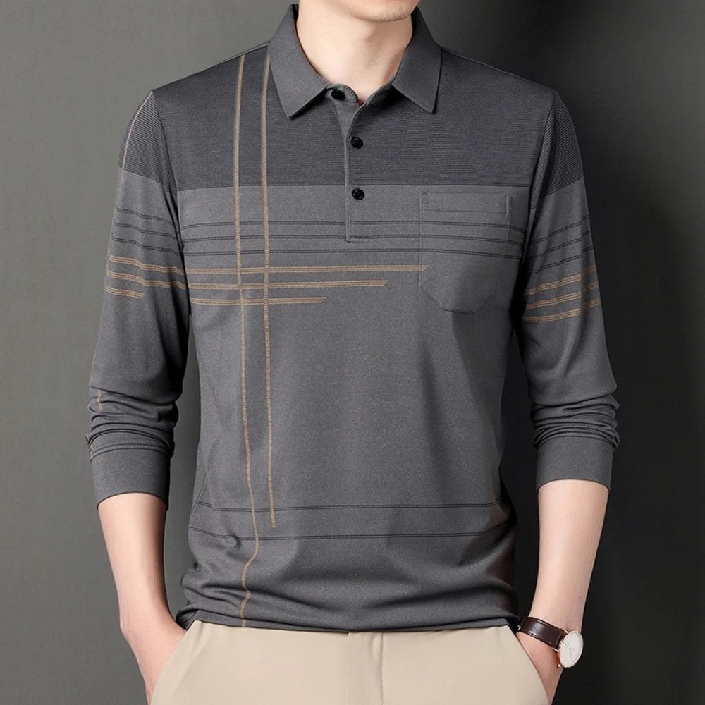 Polo Clásico Hombre Elegante Manga Larga