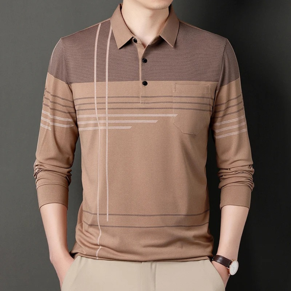 Polo Clásico Hombre Elegante Manga Larga
