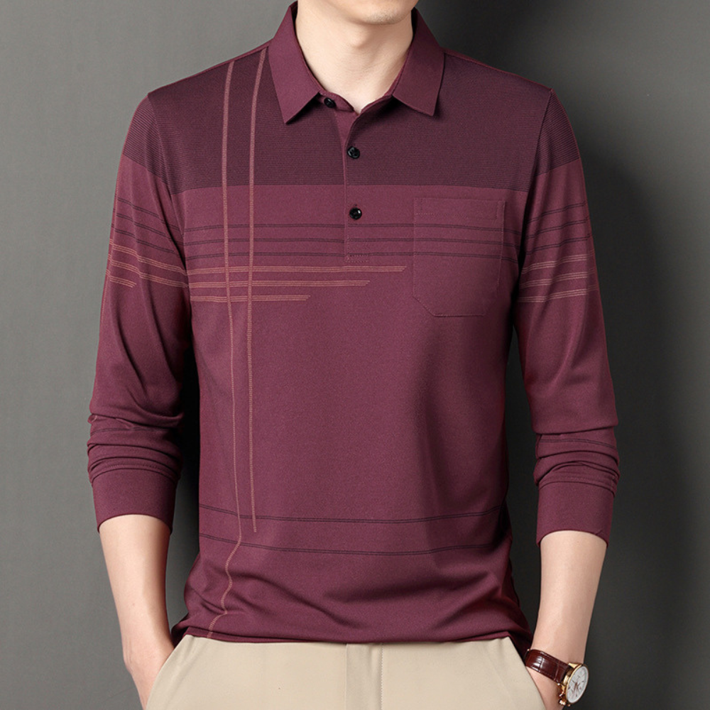 Polo Clásico Hombre Elegante Manga Larga