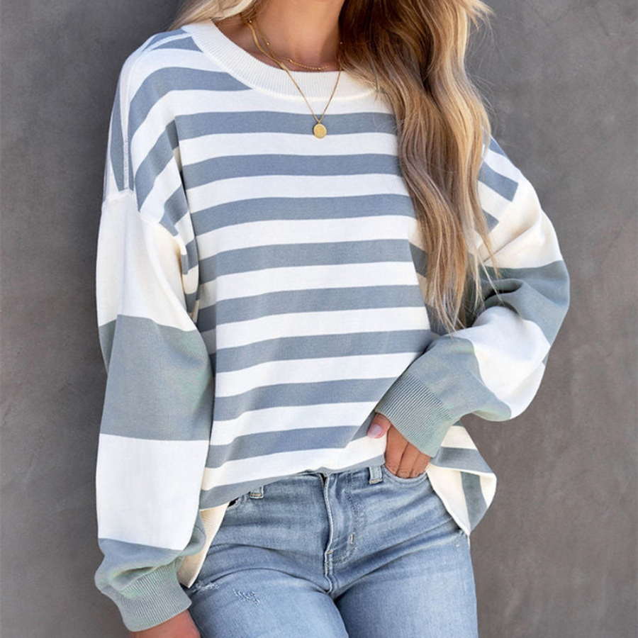 Jersey Rayas Mujer Relajado Cuello Caído - Vestiria