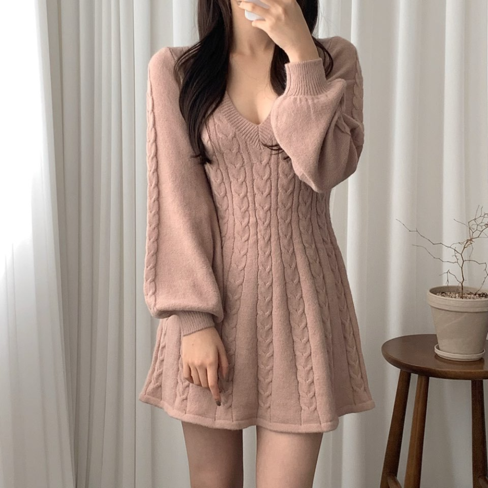 Vestido Mujer Fiesta Manga Larga y Corto