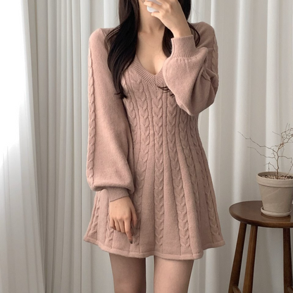 Vestido Mujer Fiesta Manga Larga y Corto