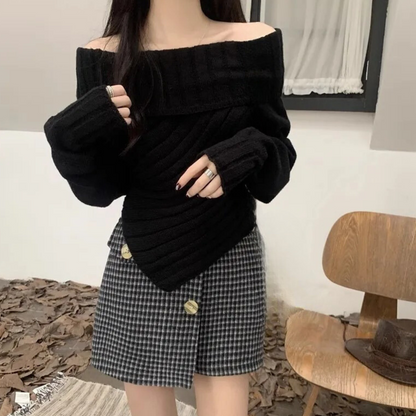 Suéter Mujer Hombros Descubiertos Elegante