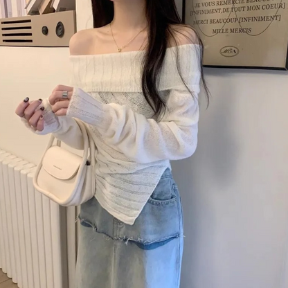 Suéter Mujer Hombros Descubiertos Elegante