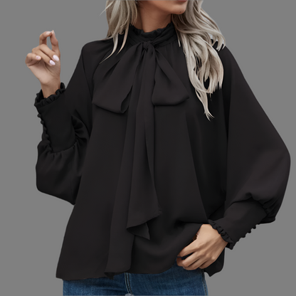 Blusa Mujer Elegante con Lazo y Mangas Largas