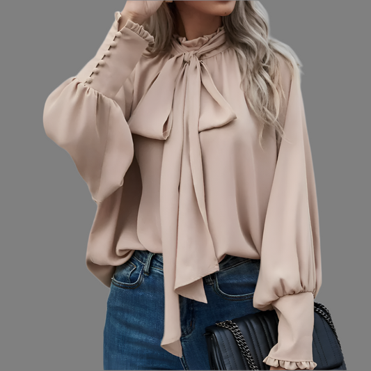 Blusa Mujer Elegante con Lazo y Mangas Largas - Vestiria
