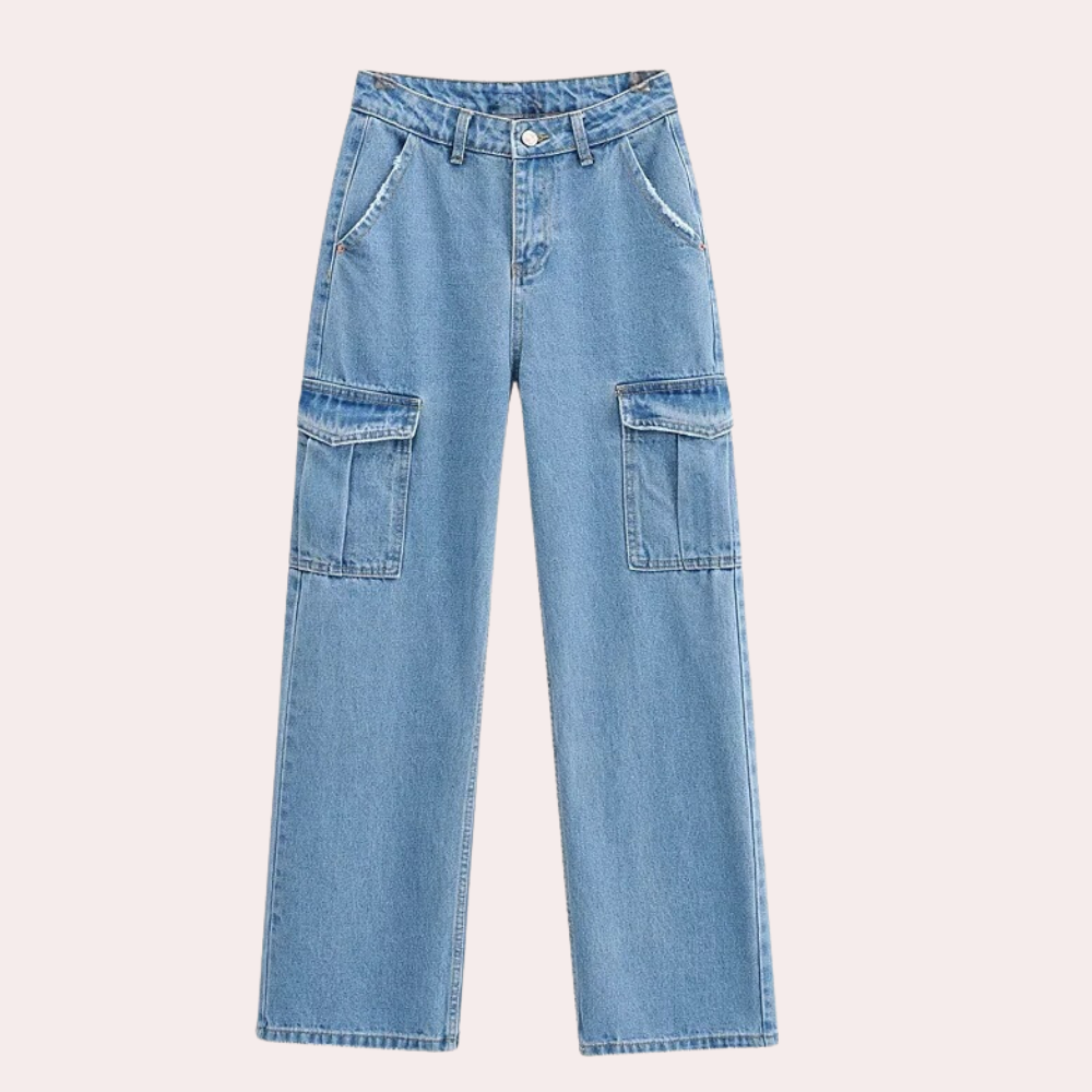 Pantalón Cargo Mujer Mezclilla Casual - Vestiria