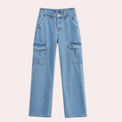 Pantalón Cargo Mujer Mezclilla Casual