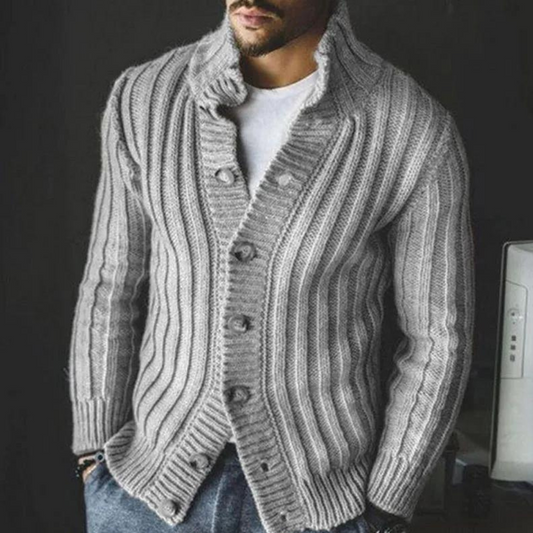 Sudadera de punto hombre cuello alto abotonada - Vestiria