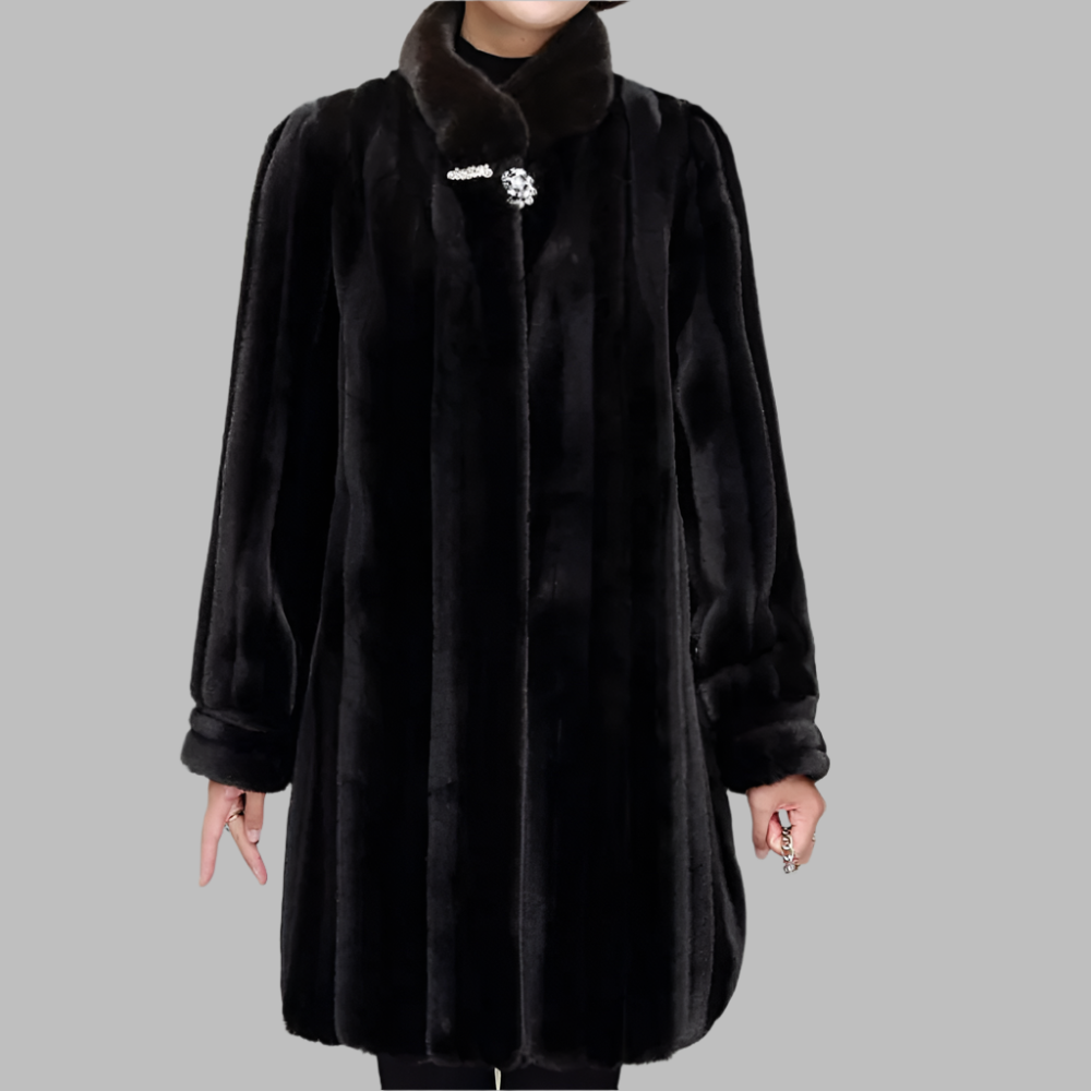 Chaquetón Mujer Pelo Sintético Cuello Alto - Vestiria