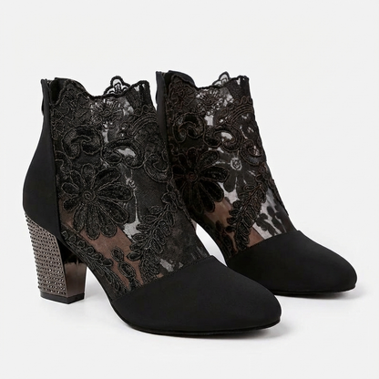 Botas Mujer Tacón Alto y Encaje Elegante