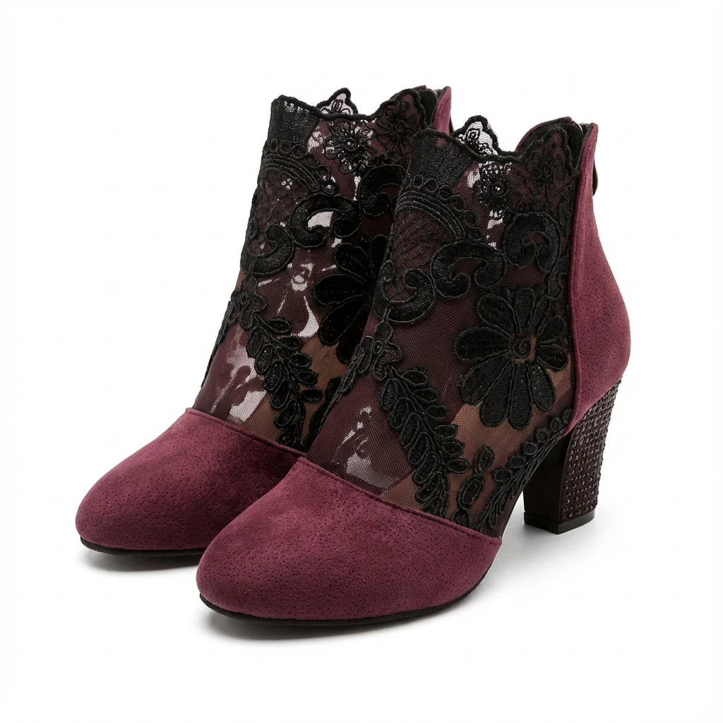 Botas Mujer Tacón Alto y Encaje Elegante - Clara Moda