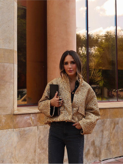 Chaquetilla Mujer Elegante con Detalles Dorados - Vestiria