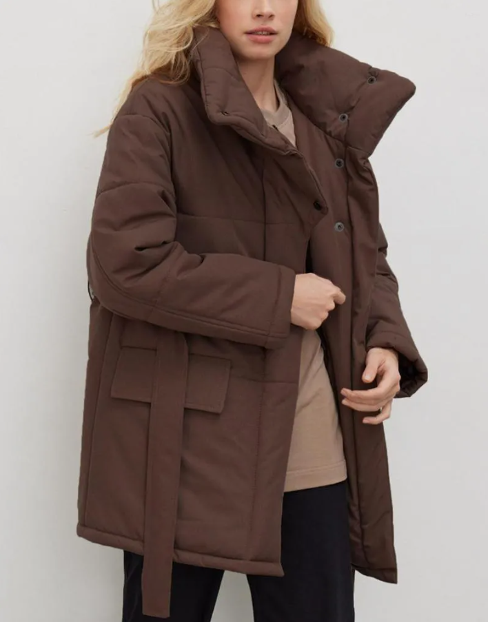 Abrigo Acolchado Mujer Cuello Alto Invierno