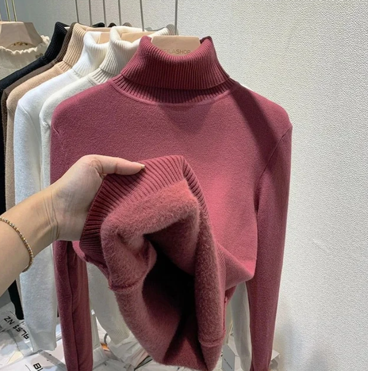 Suéter Cuello Alto Mujer Terciopelo Suave