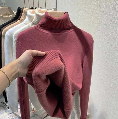 Suéter Cuello Alto Mujer Terciopelo Suave