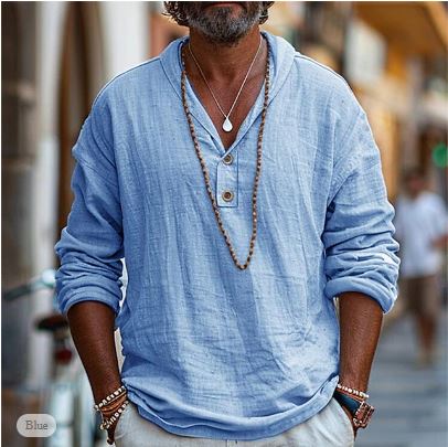 Camisa Lino Hombre Elegante Diseño Actual - Vestiria