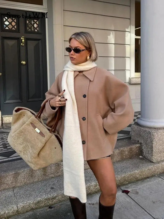 Chaqueta Oversize Conforable con Bolsas Laterales - Vestiria