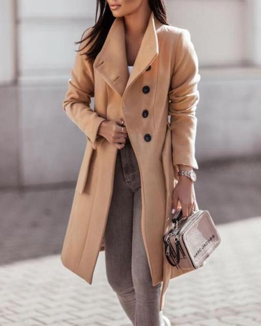 Abrigo Mujer Invierno Elegante Con Solapa - Vestiria