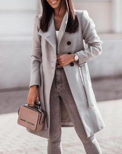 Abrigo Mujer Invierno Elegante Con Solapa