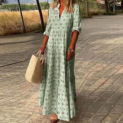 Vestido Informal Manga Larga Cuello en V