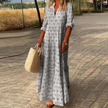 Vestido Informal Manga Larga Cuello en V