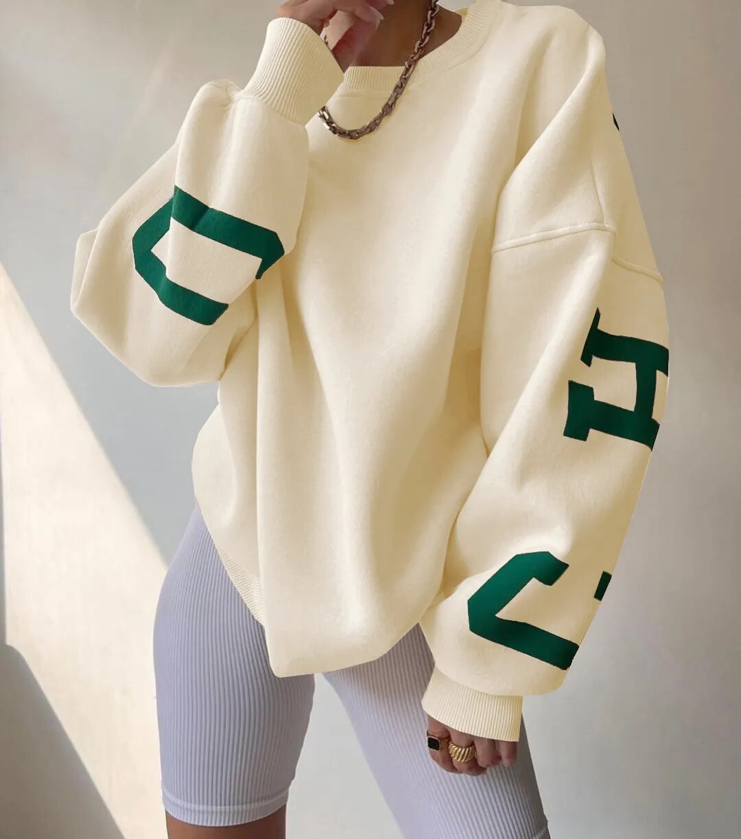 Sudadera cómoda con estampado de texto