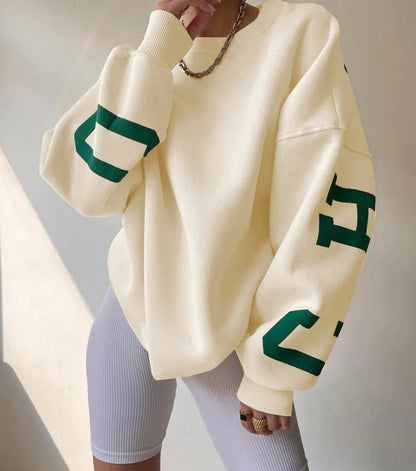 Sudadera cómoda con estampado de texto