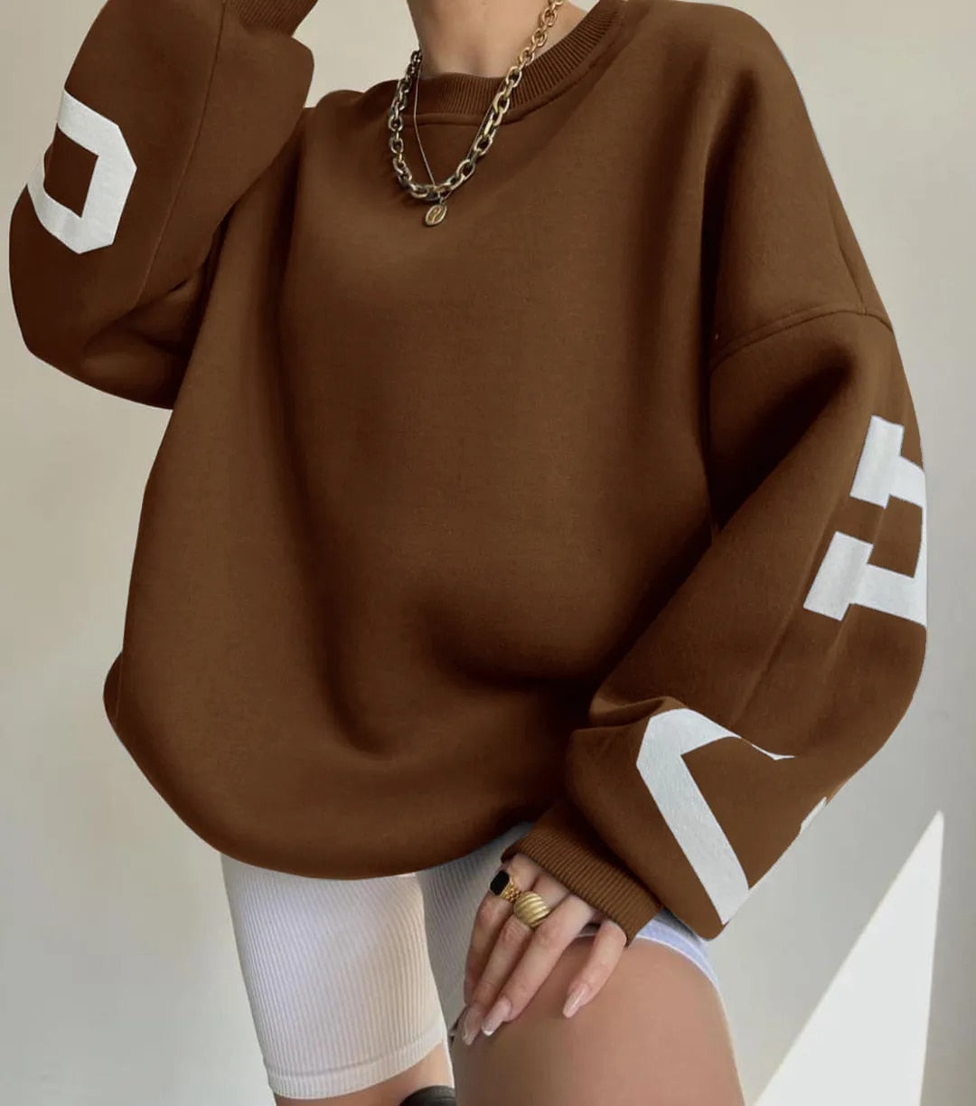 Sudadera cómoda con estampado de texto